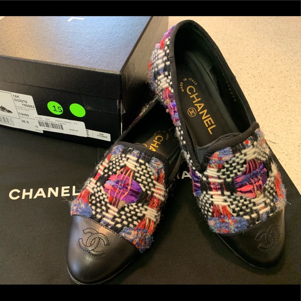 Chanel Tweed Mocassin Loafers